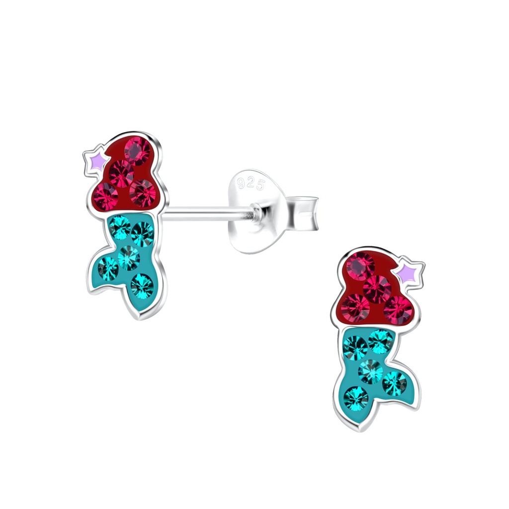 [10028985] Silver Mermaid Stud Earrings
