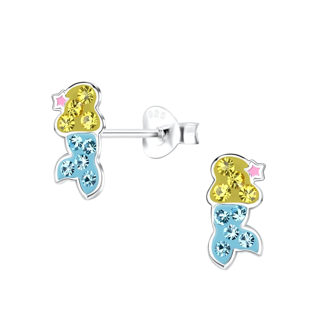 Silver Mermaid Stud Earrings