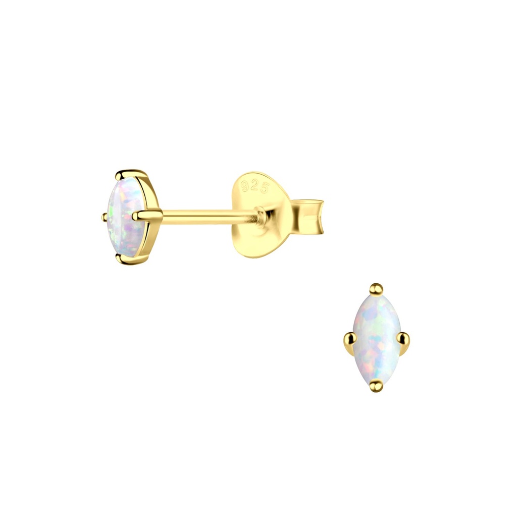 [10027472] 2x4mm Marquise Opal Silver Stud Earrings