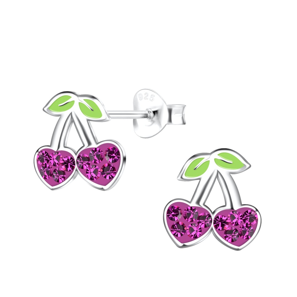 Silver Cherry Stud Earrings