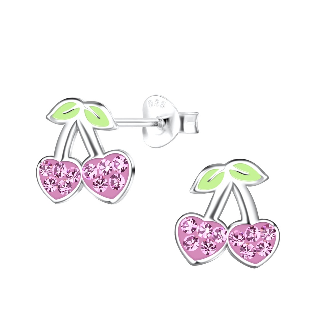 Silver Cherry Stud Earrings