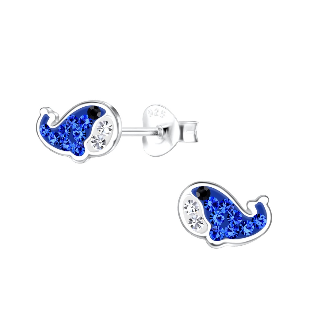 Silver Whale Stud Earrings