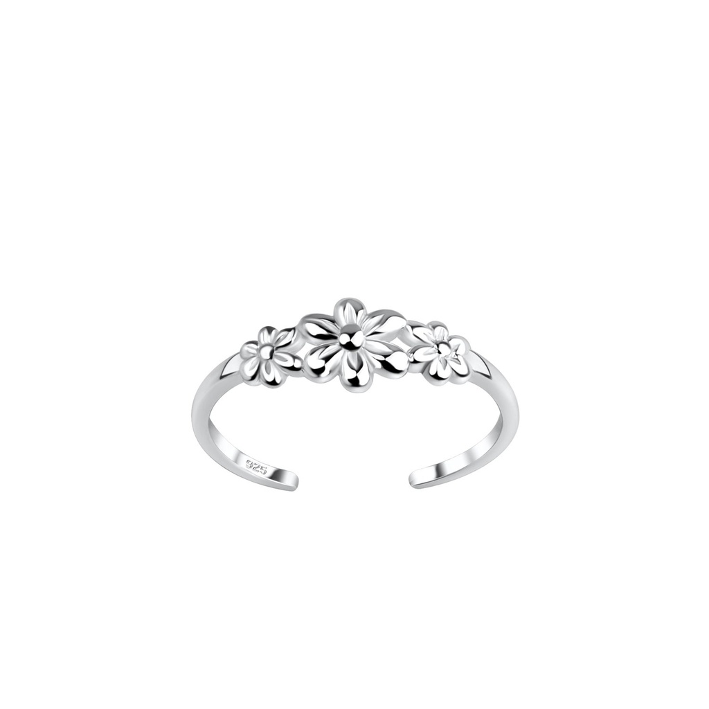 Bague d'orteil fleur en argent
