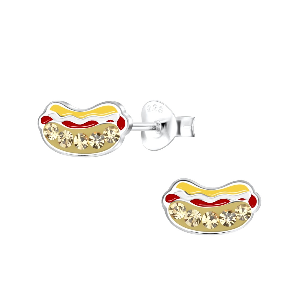 Puces d'oreilles hot-dog en argent