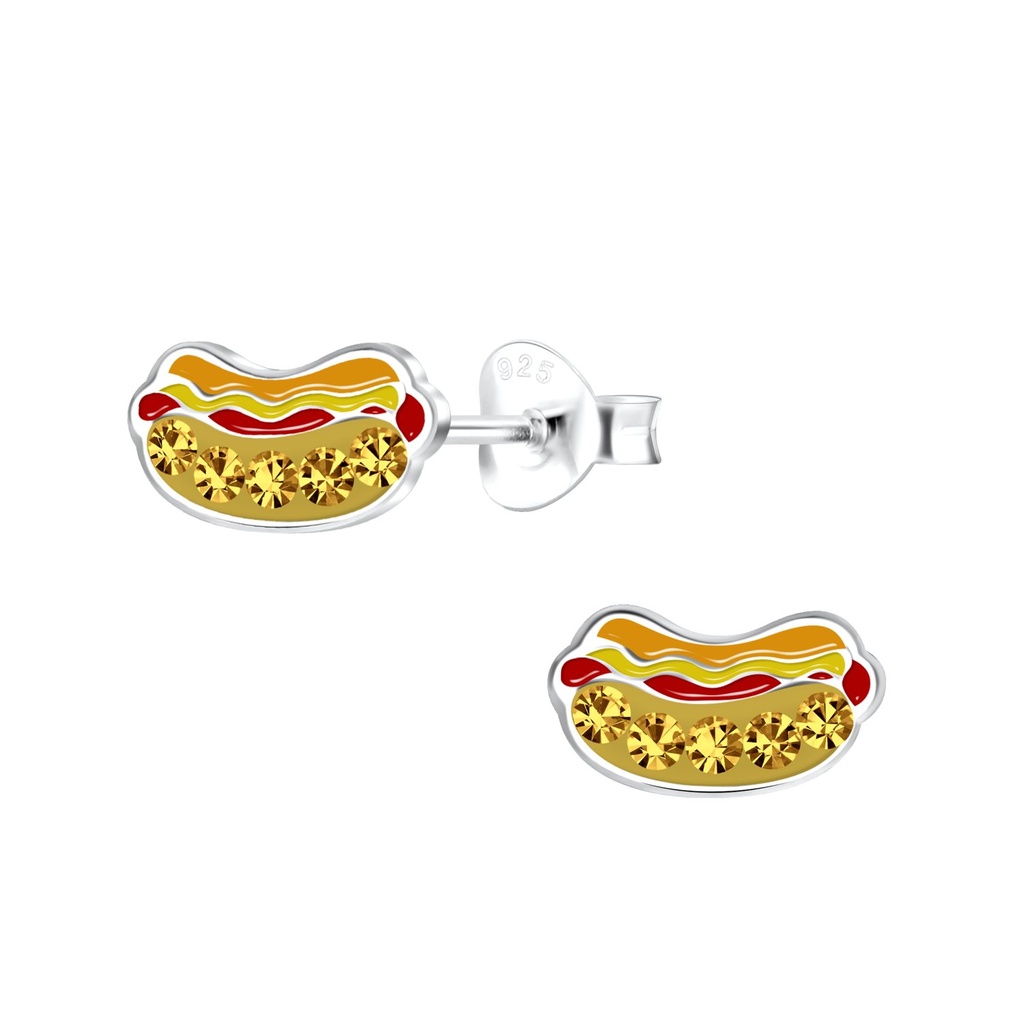 Puces d'oreilles hot-dog en argent