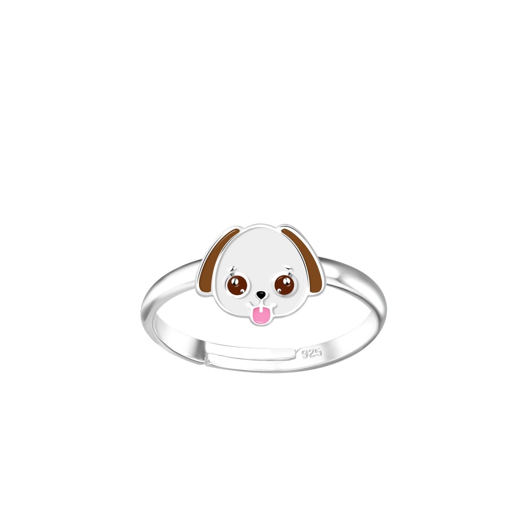 Bague réglable chien en argent