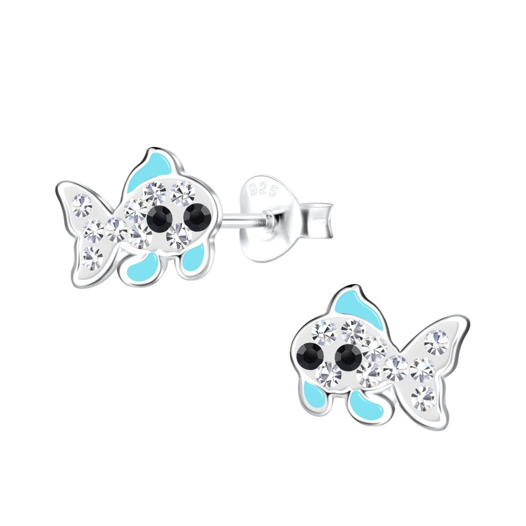 Silver Fish Stud Earrings