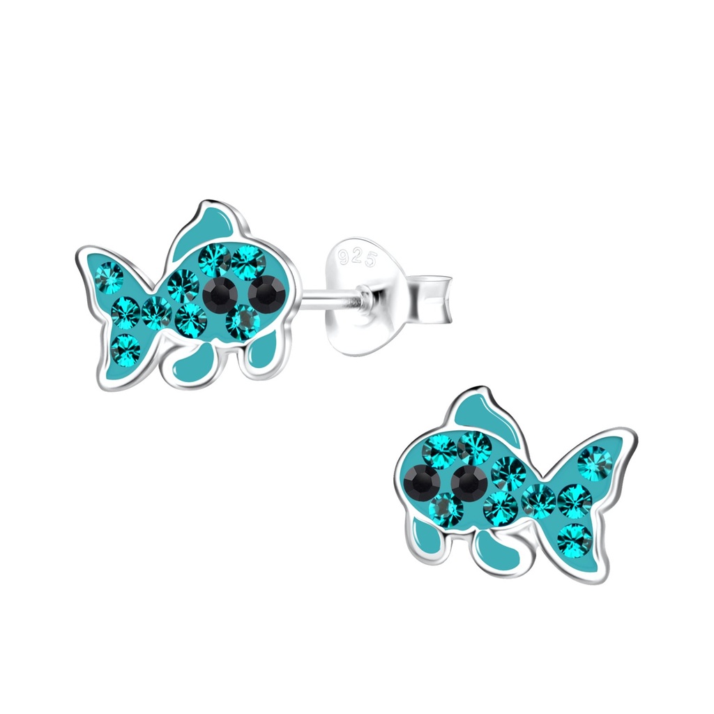 Silver Fish Stud Earrings