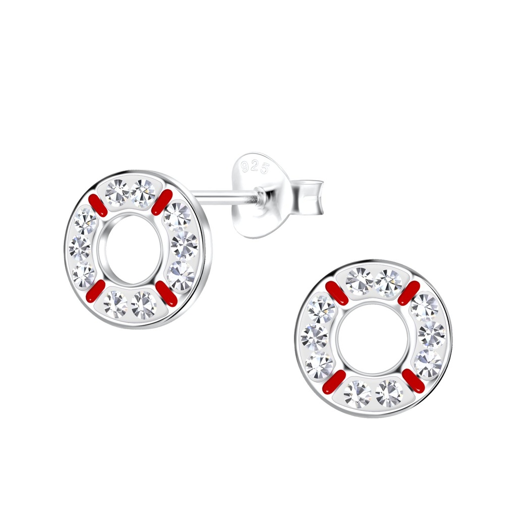 Puces d'oreilles anneau en caoutchouc en argent