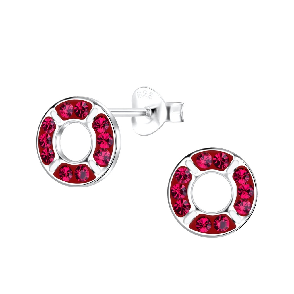 Silver Rubber Ring Stud Earrings