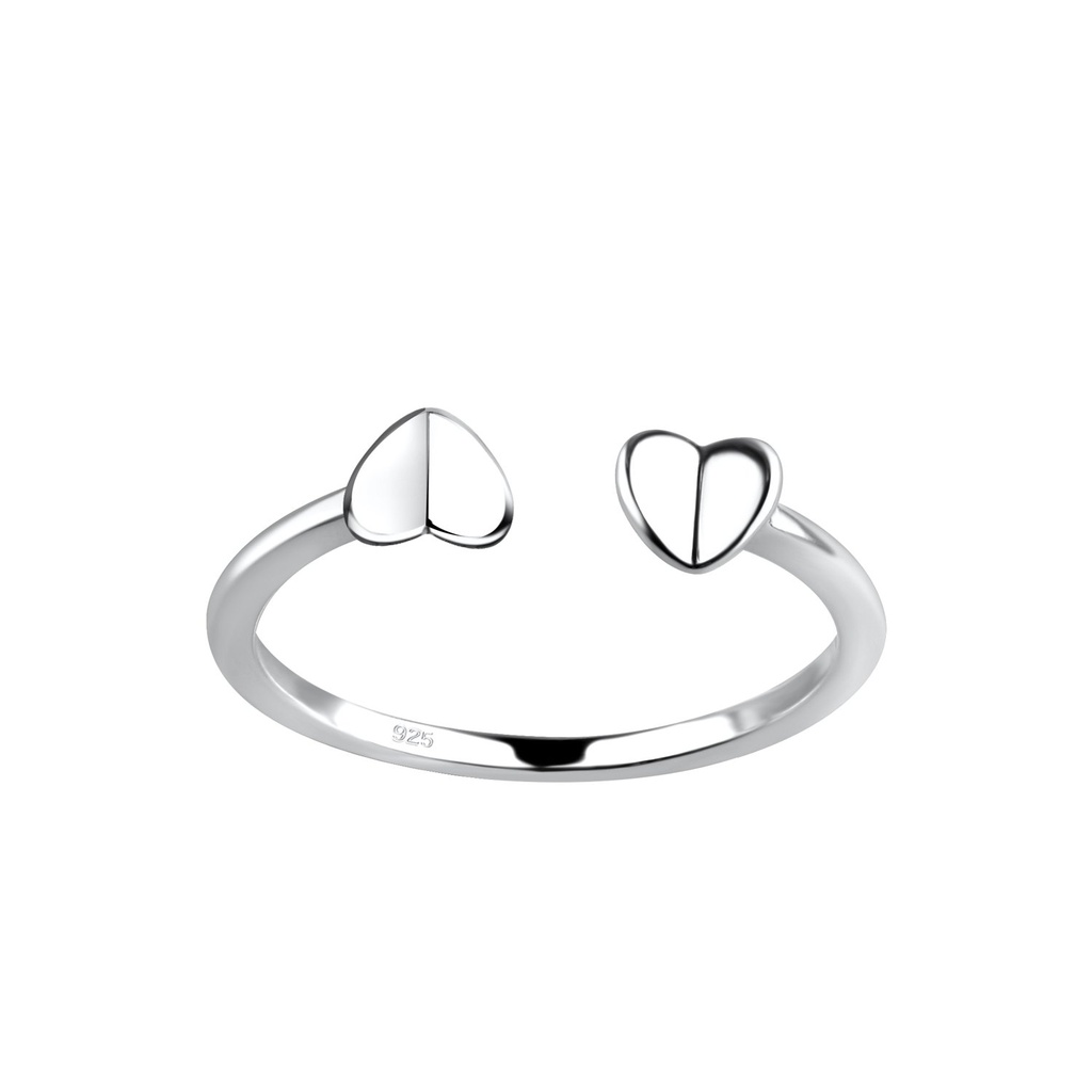[10029280] Bague cœur double ouverte en argent (EU 49 / US 5)