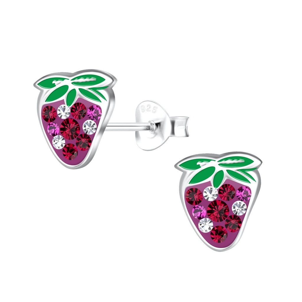 Puces d'oreilles fraise en argent