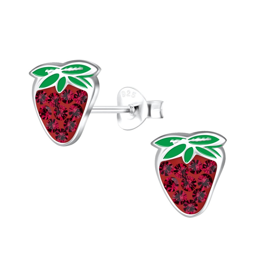 Silver Strawberry Stud Earrings