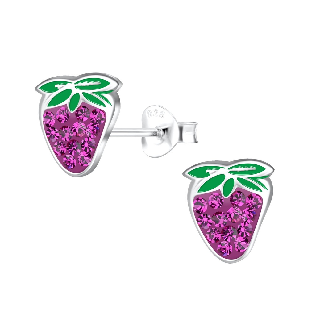 Silver Strawberry Stud Earrings