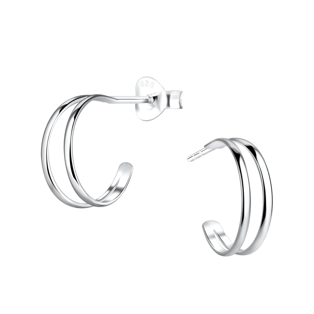 Puces d'oreilles demi-créole en argent