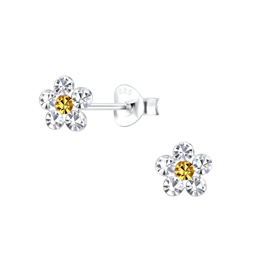 Puces d'oreilles fleur en argent