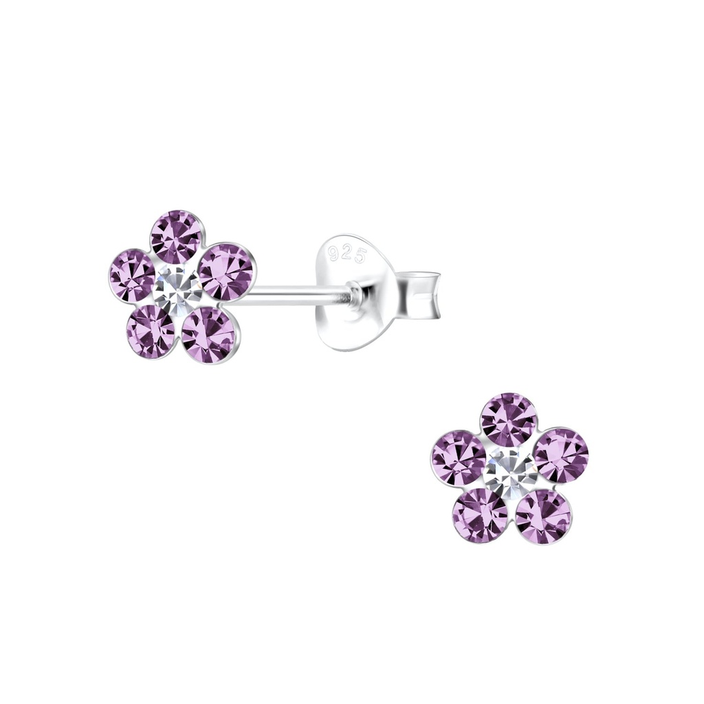 Puces d'oreilles fleur en argent