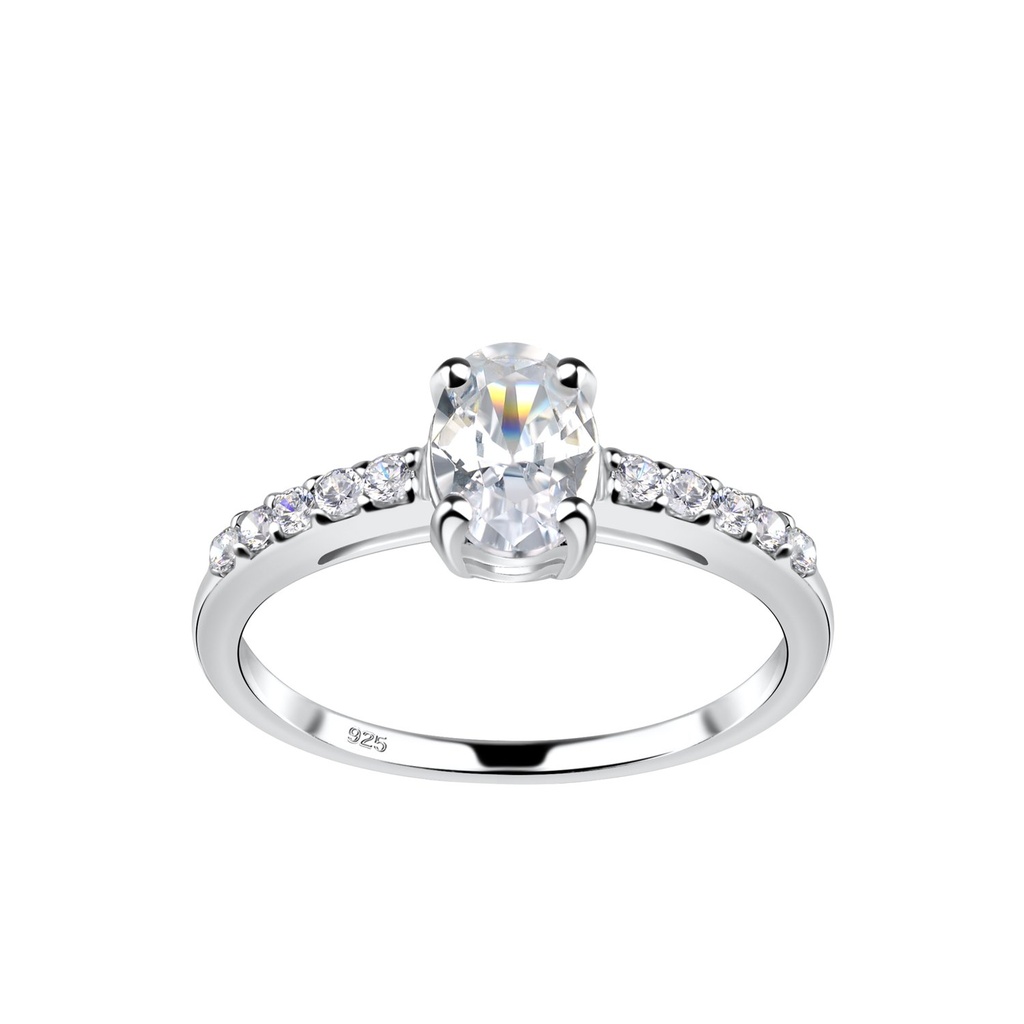 Silver Oval Stone Ring