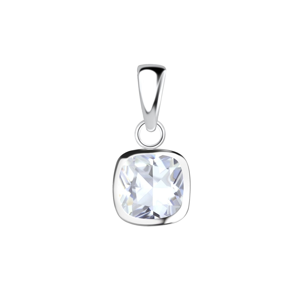 [10028350] Pendentif en argent zircon coussin 6 mm