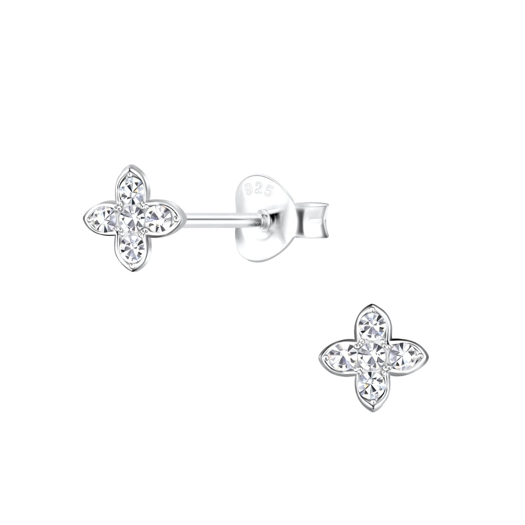 Puces d'oreilles fleur en argent