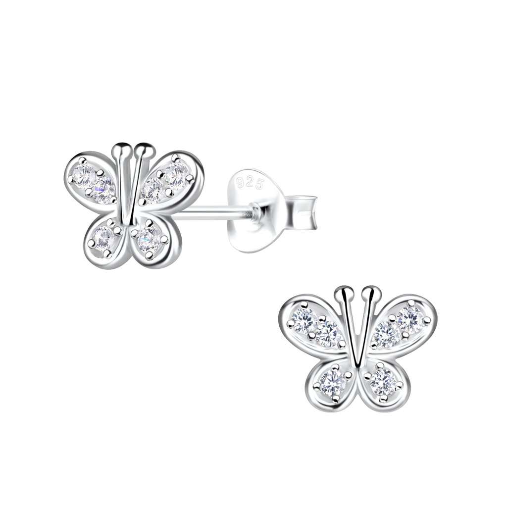 Puces d'oreilles papillon en argent
