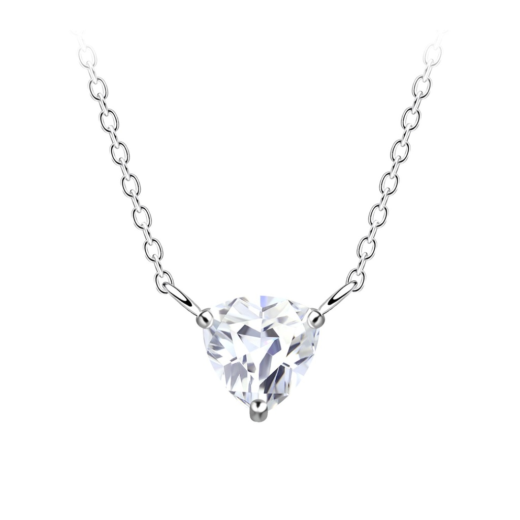 6mm Trillion Cubic Zirconia Silver Necklace