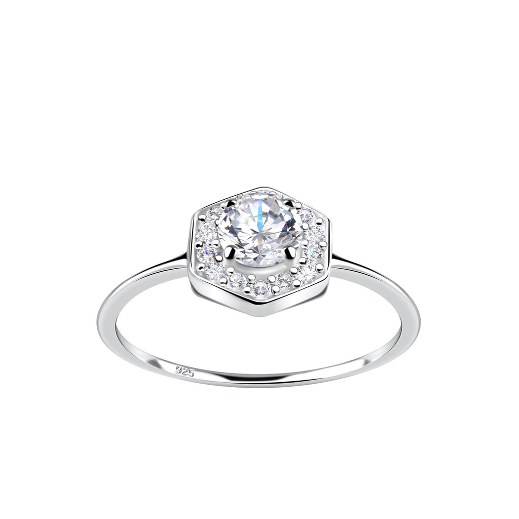 Bague hexagone en argent