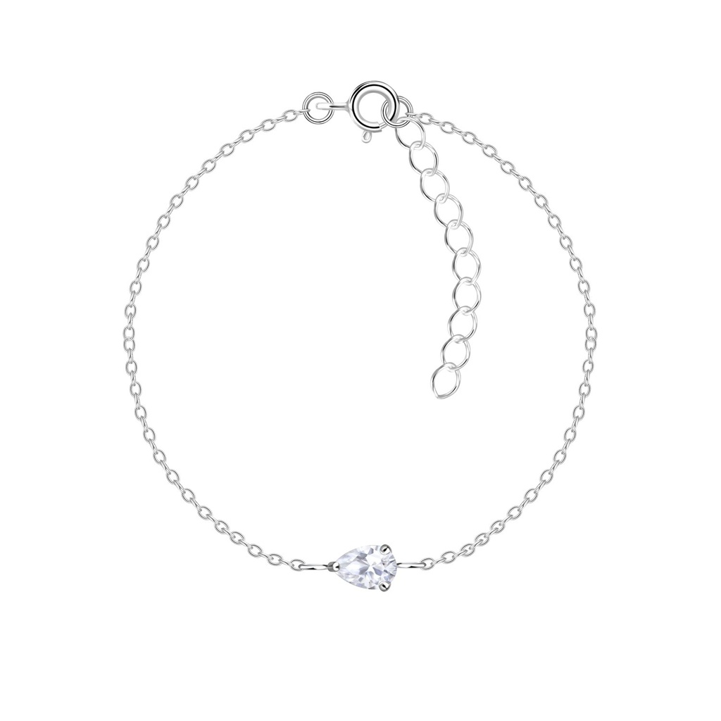 4x6mm Pear Cubic Zirconia Silver Bracelet