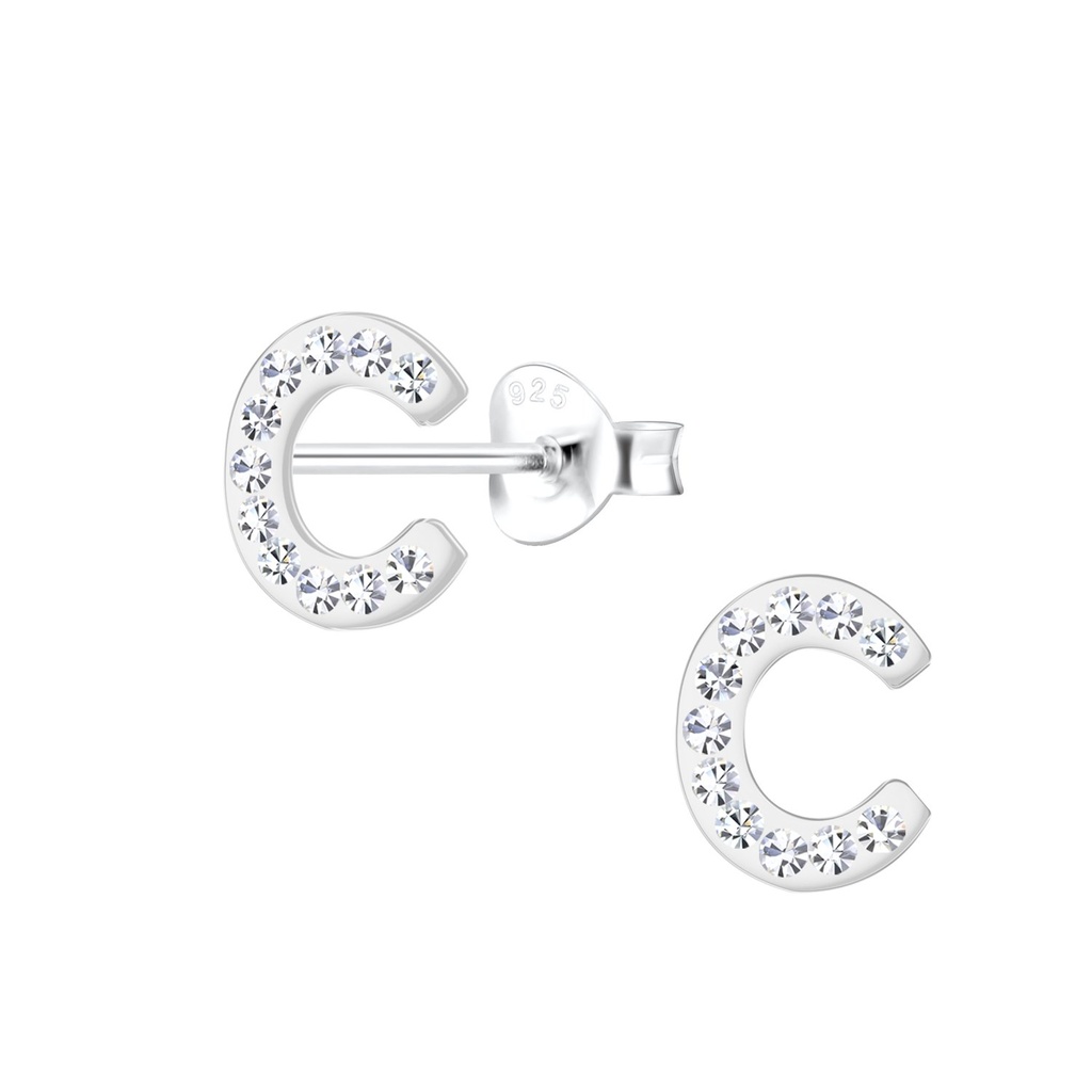 Silver Letter C Stud Earrings