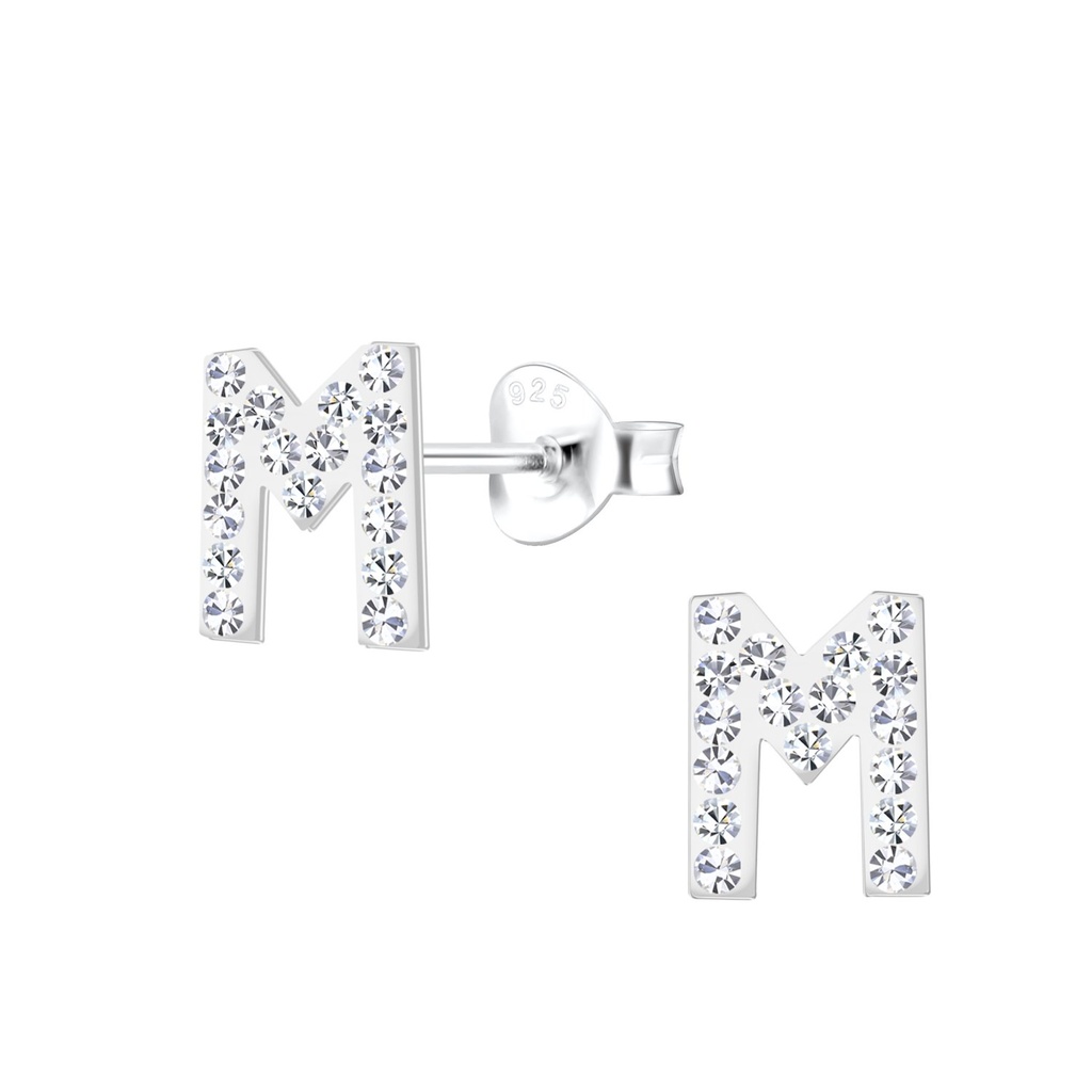 Silver Letter M Stud Earrings