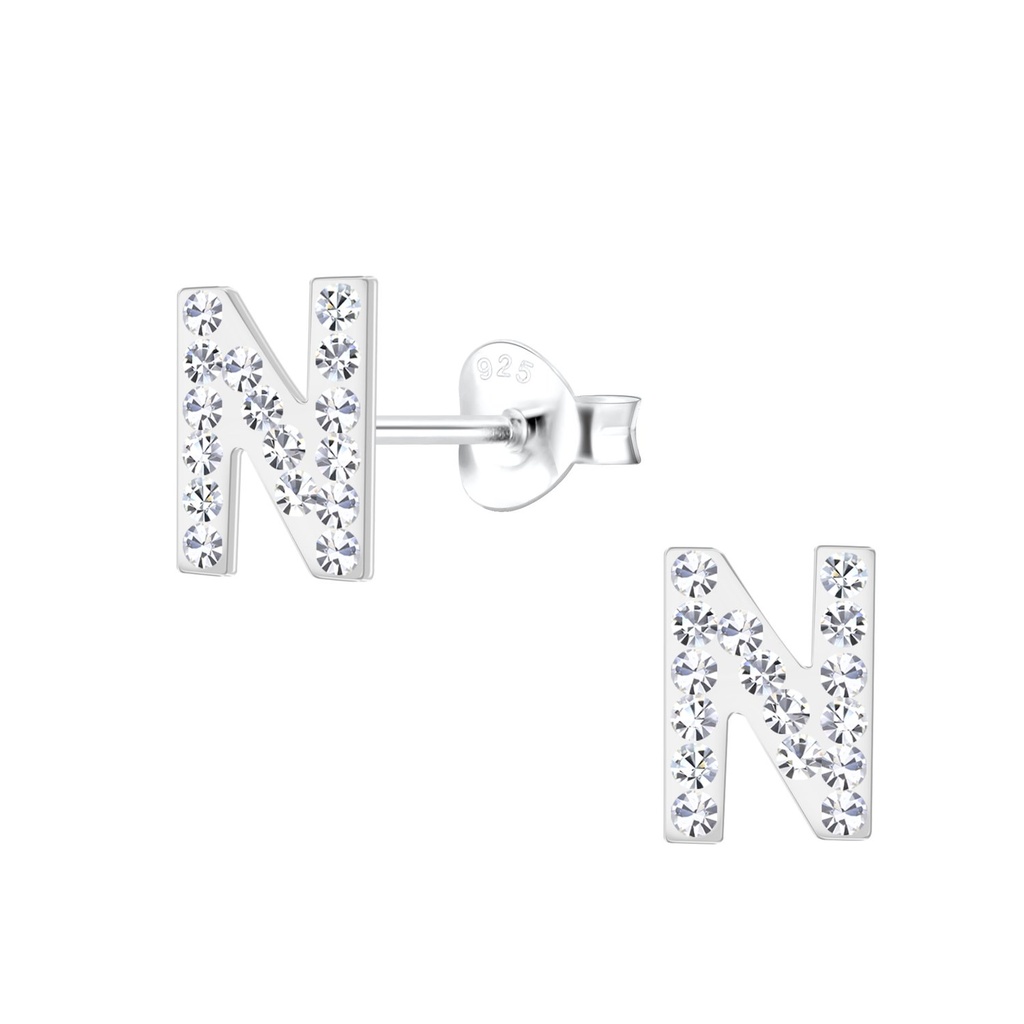 Puces d'oreilles lettre N en argent