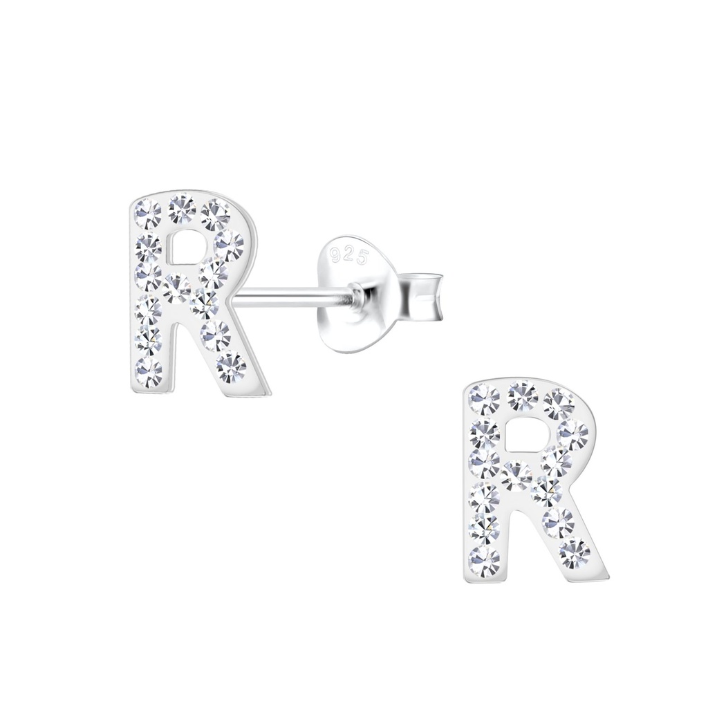 Silver Letter R Stud Earrings