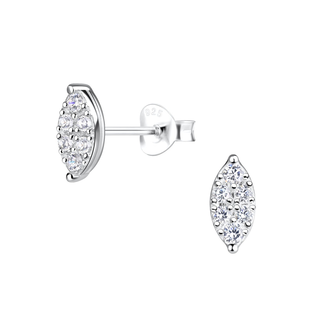 Silver Marquise Stud Earrings 