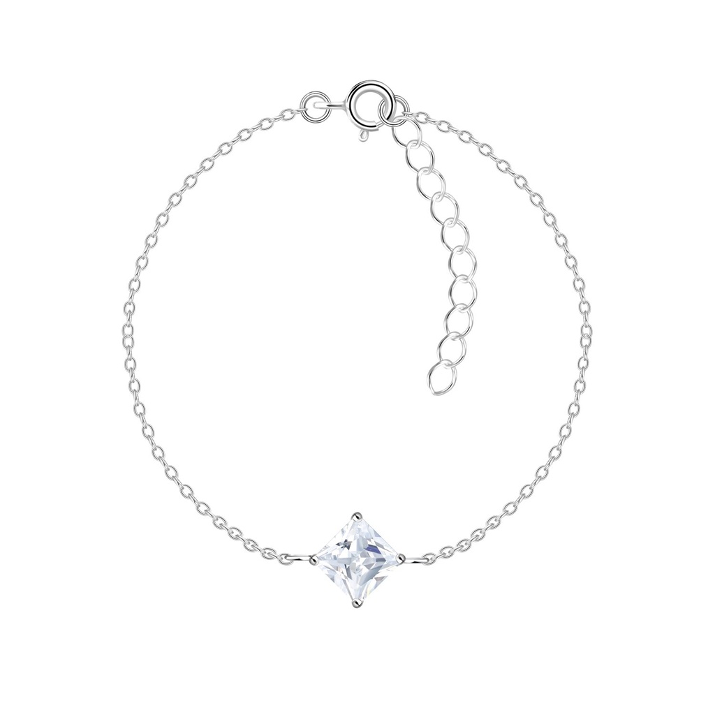 [10028311] Bracelet en argent zircon carré 6 mm