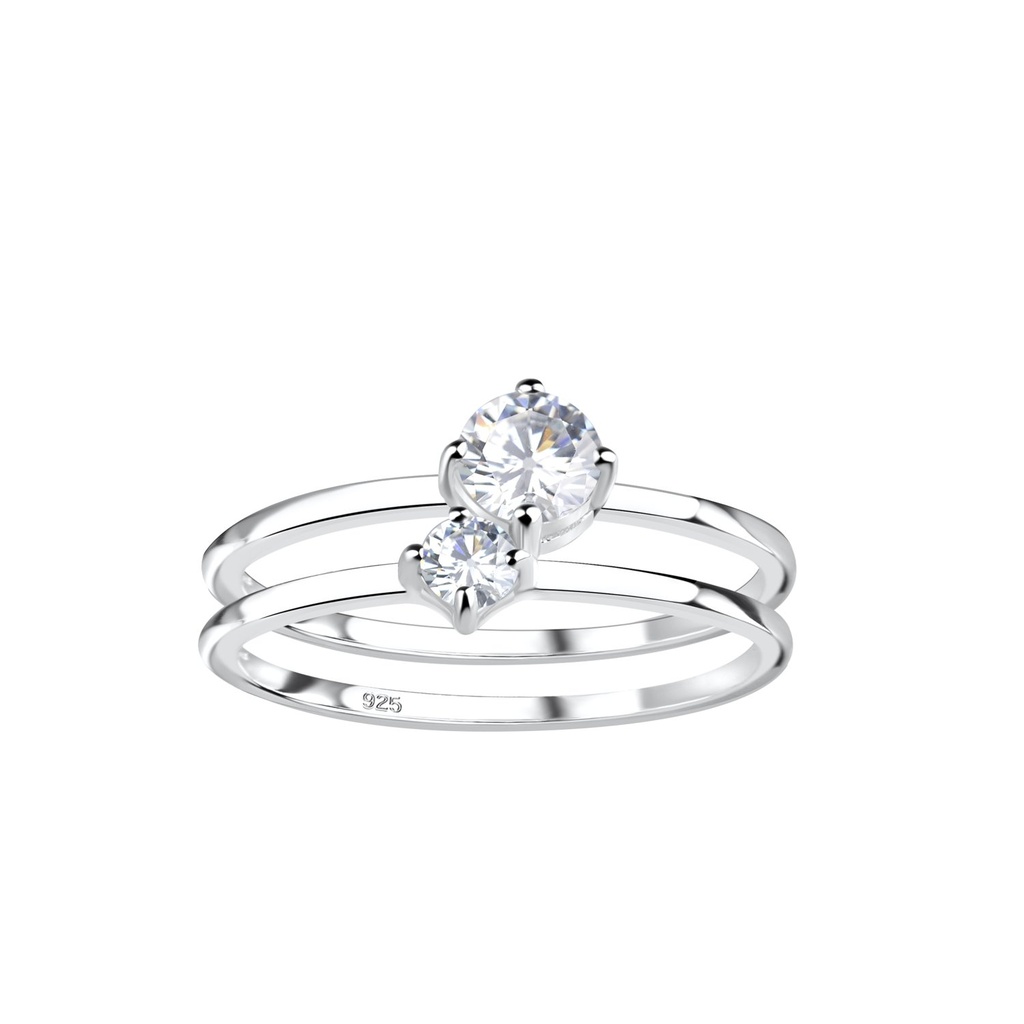 Bague pierres doubles en argent