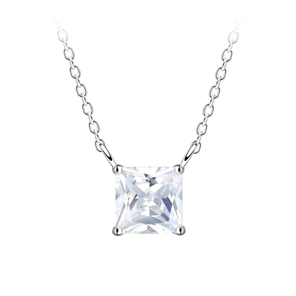 Collier en argent zircon carré 6 mm