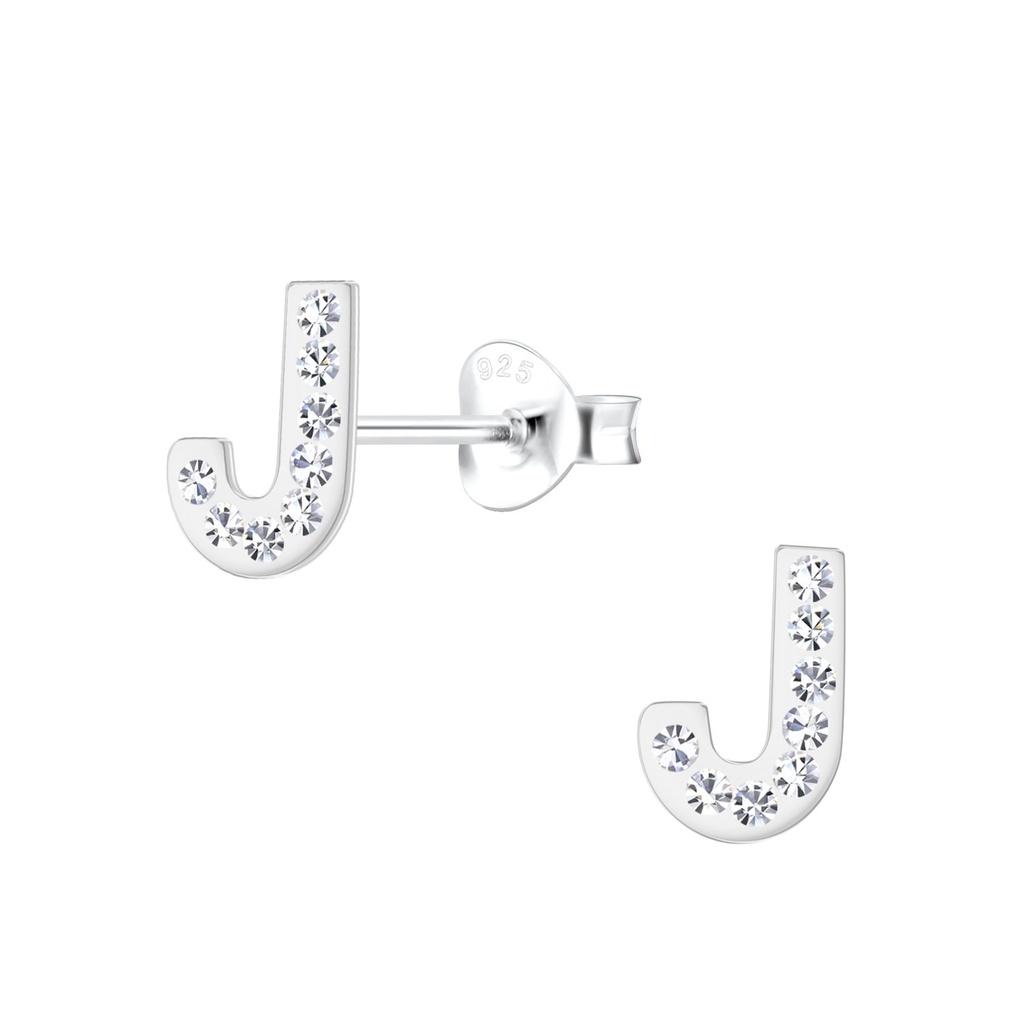 Silver Letter J Stud Earrings