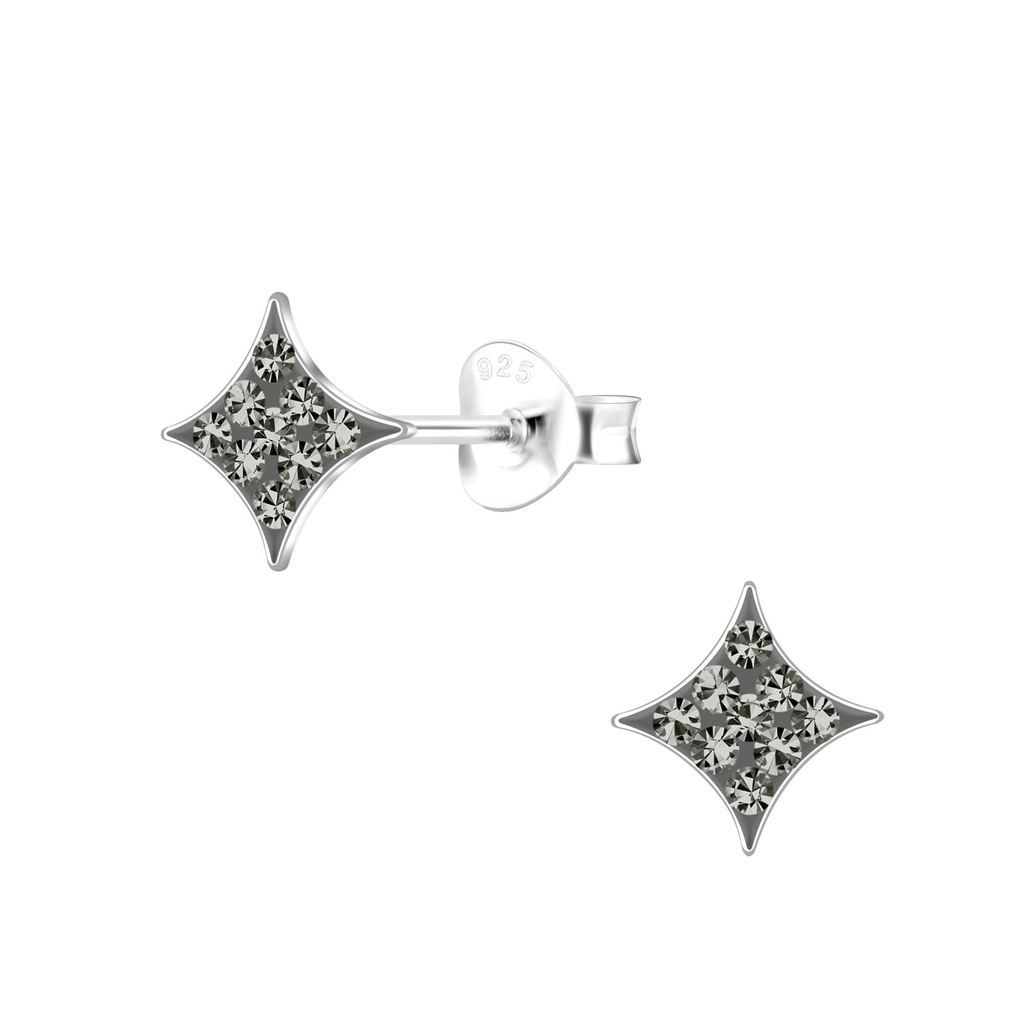 Puces d'oreilles en forme de diamant en argent