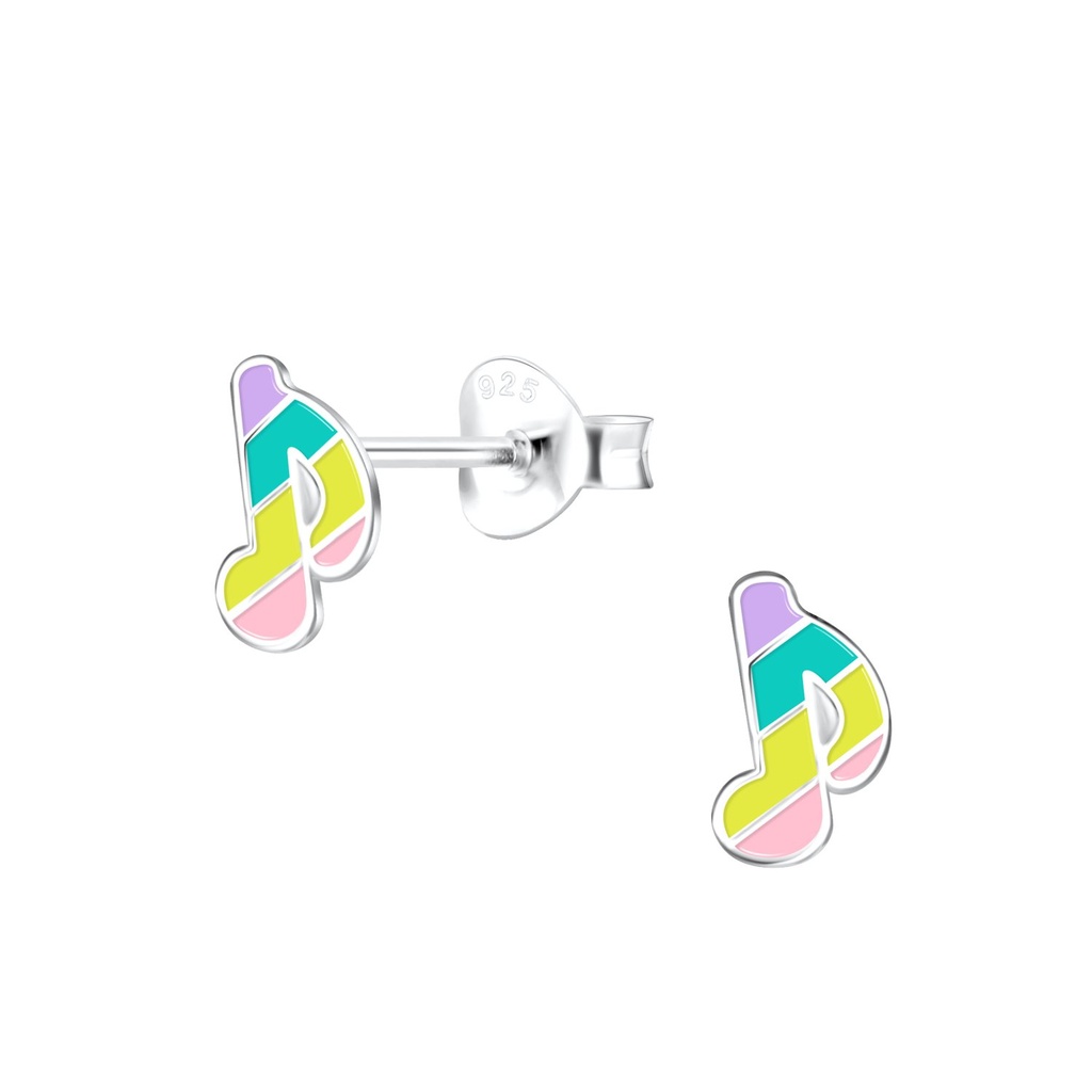 Puces d'oreilles note musicale en argent