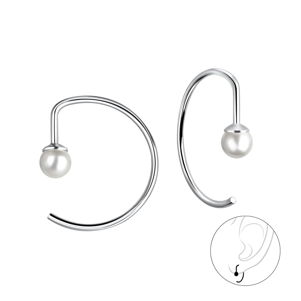 Ear huggers perle en argent 4 mm