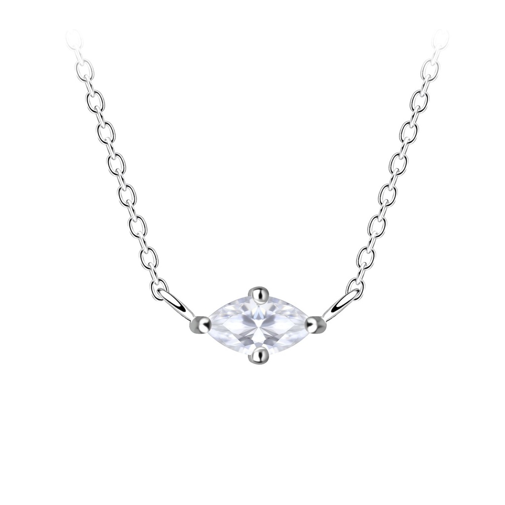Collier en argent zircon marquise 3x6 mm