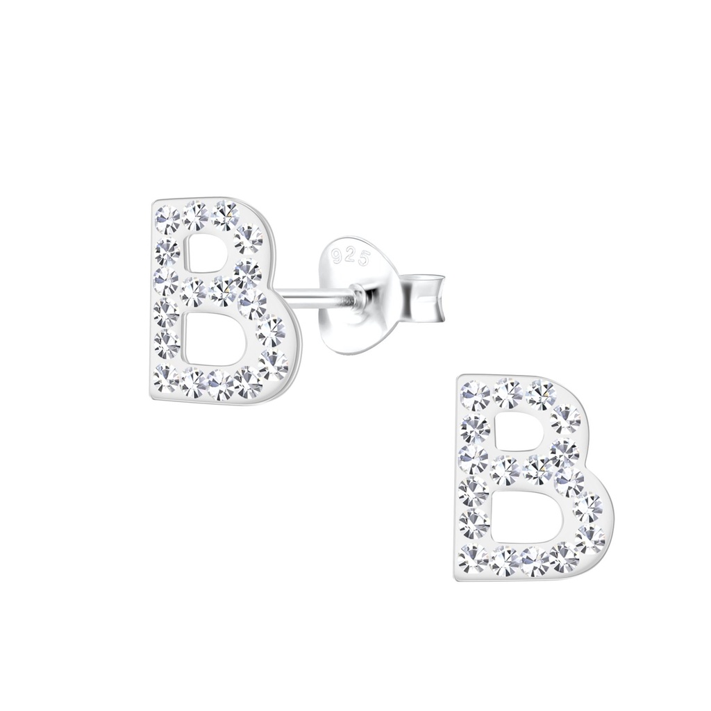 Puces d'oreilles lettre B en argent