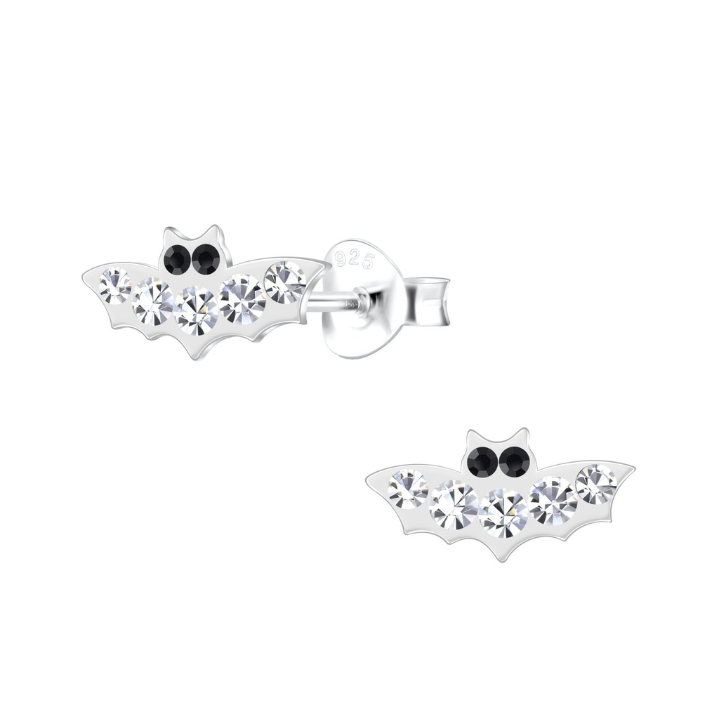 Silver Bat Stud Earrings