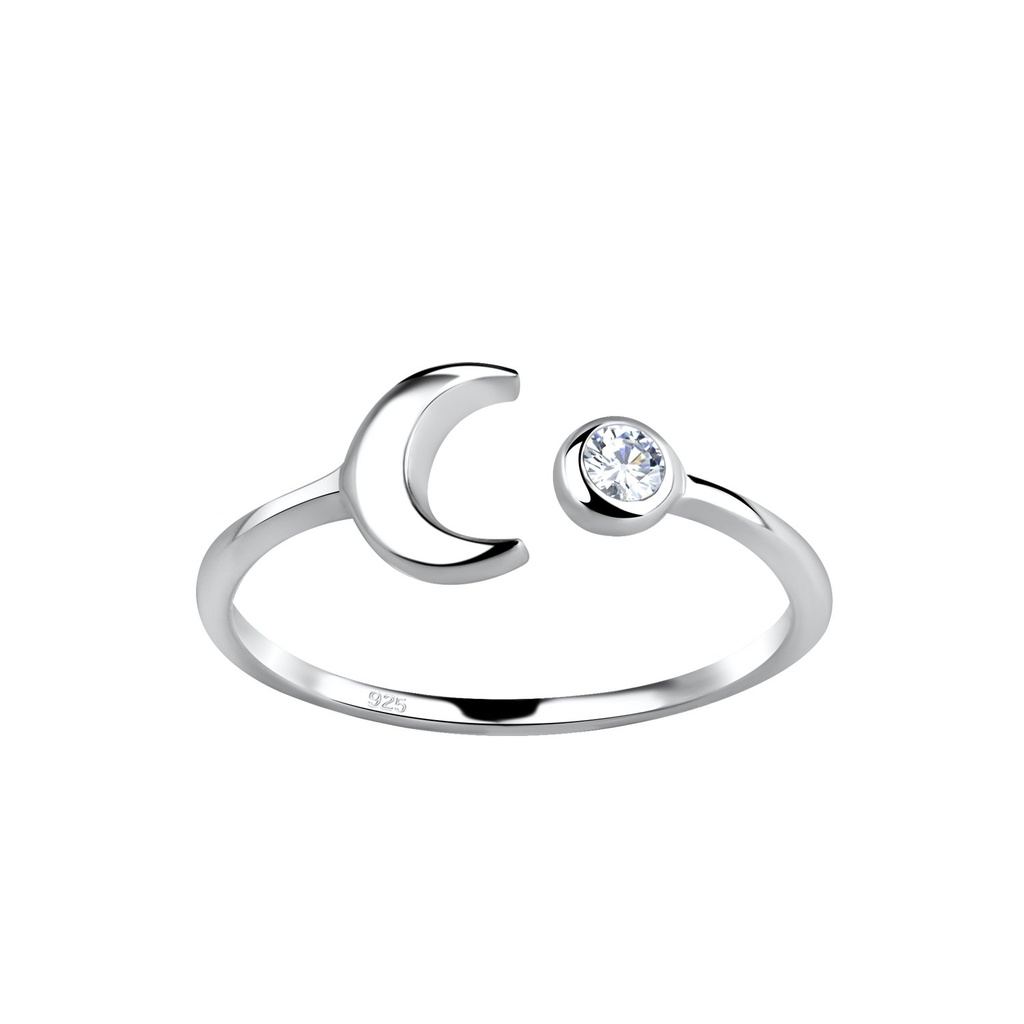 Bague lune ouverte en argent