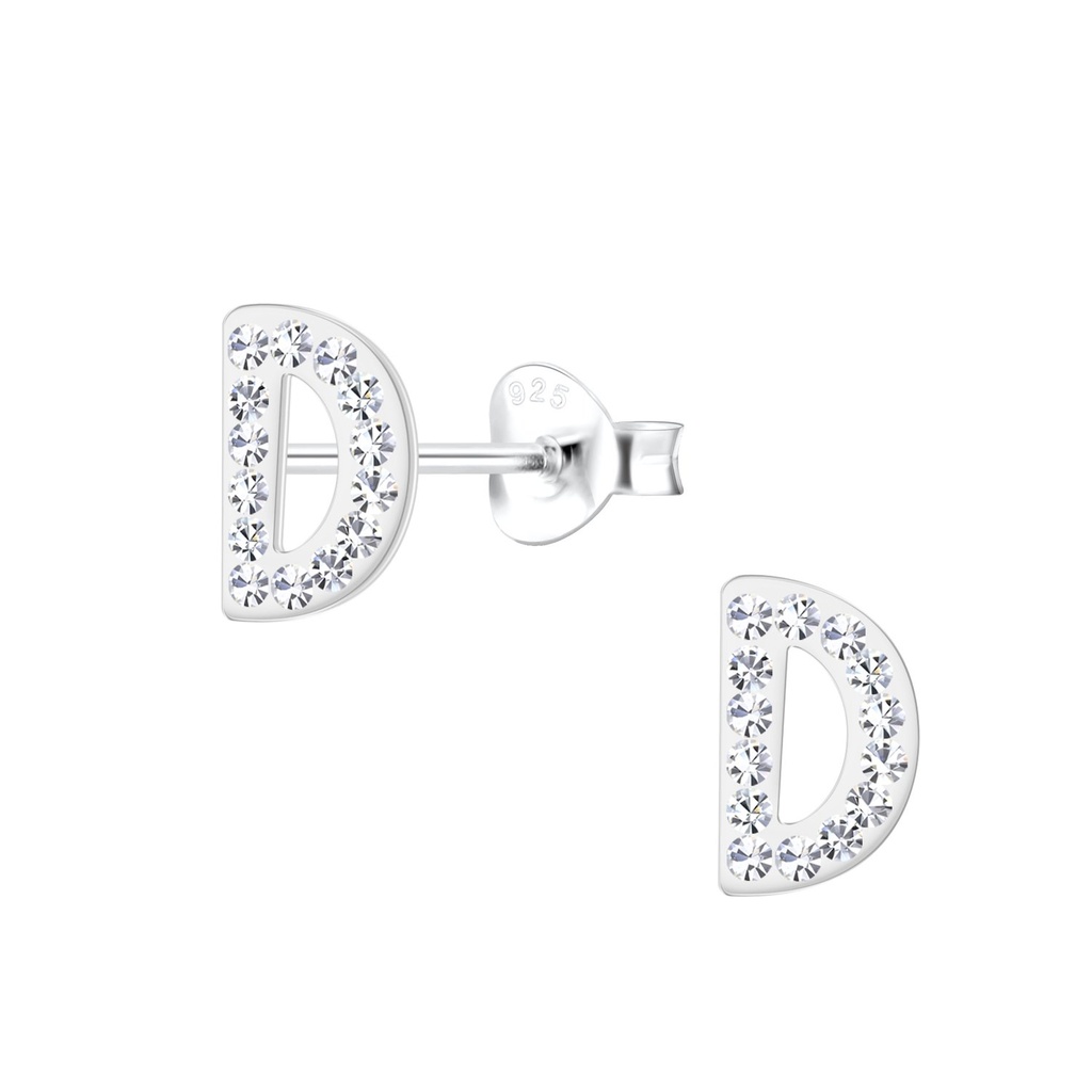 Puces d'oreilles lettre D en argent