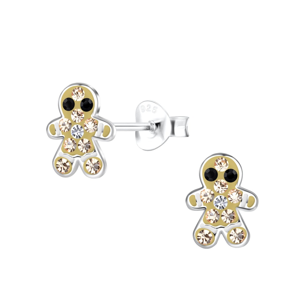 Puces d'oreilles pain d'épice en argent