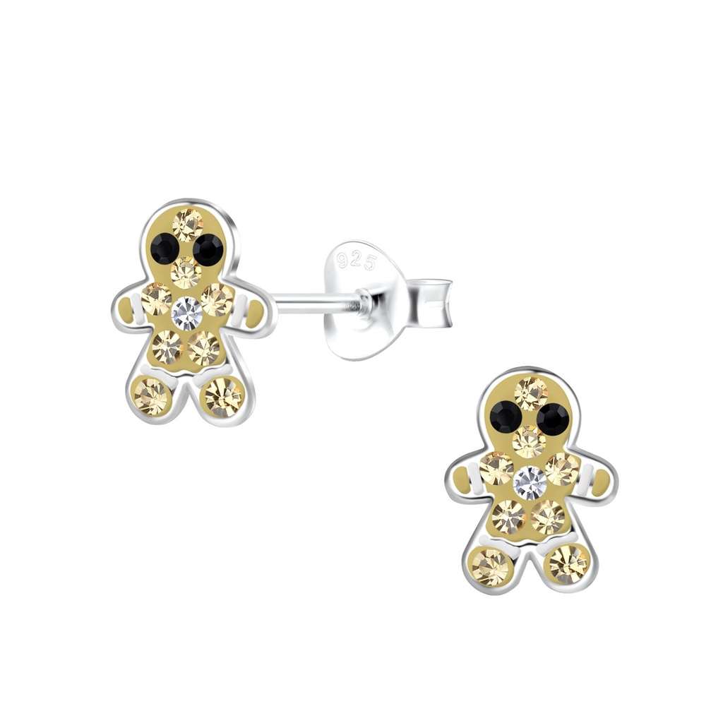 Puces d'oreilles pain d'épice en argent