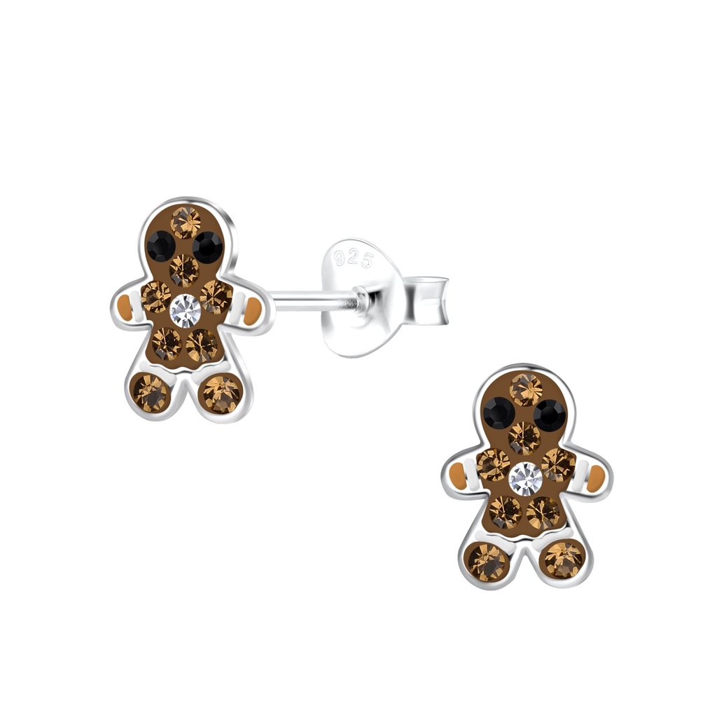 Puces d'oreilles pain d'épice en argent
