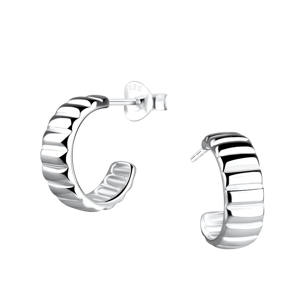 [10028820] Silver Half Hoop Stud Earrings