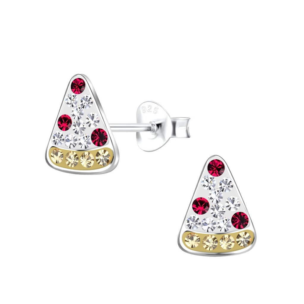 Silver Pizza Stud Earrings